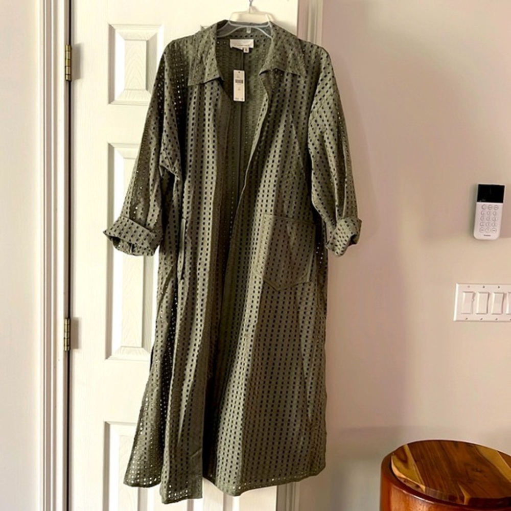 By Anthropologie Collared Eyelet Duster